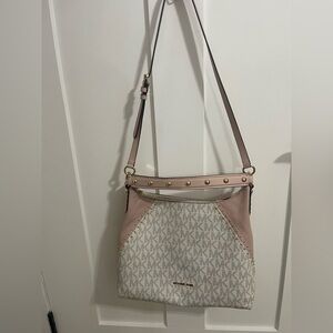 Michael Kors Pink and Cream MK Signature Crossbody